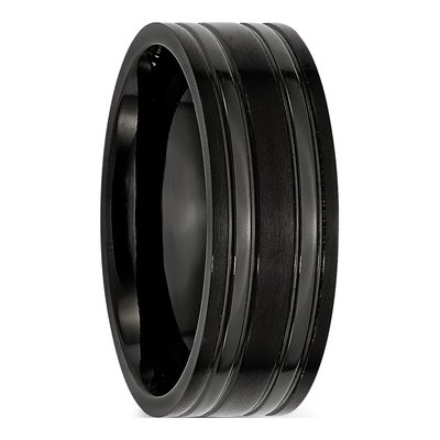 Black Titanium 8mm Grooved Comfort-Fit Wedding Band – view 6