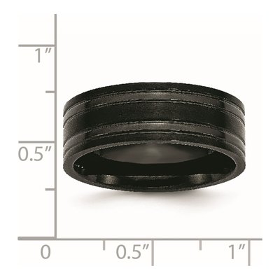 Black Titanium 8mm Grooved Comfort-Fit Wedding Band – view 8
