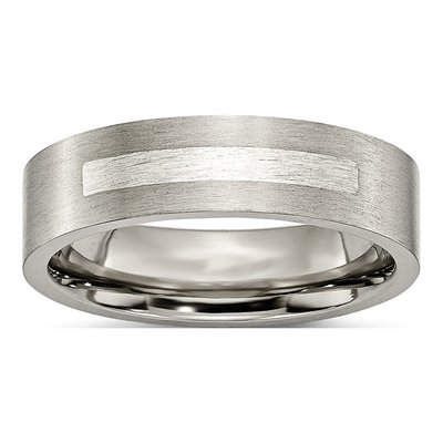 Titanium & Sterling Silver 6mm Flat Wedding Band