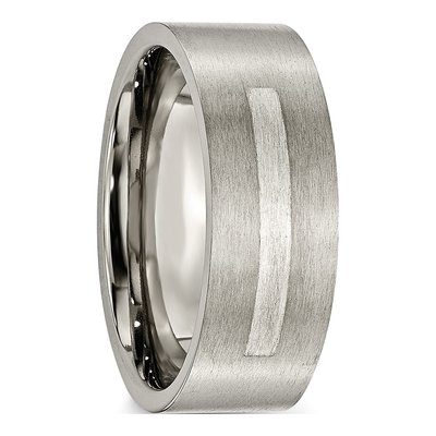 Titanium & Sterling Silver 8mm Flat Wedding Band – view 6