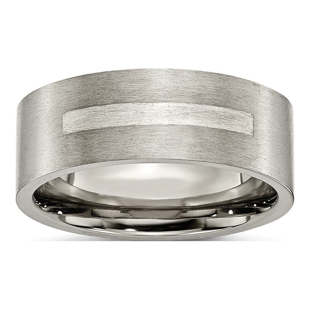 Titanium & Sterling Silver 8mm Flat Wedding Band
