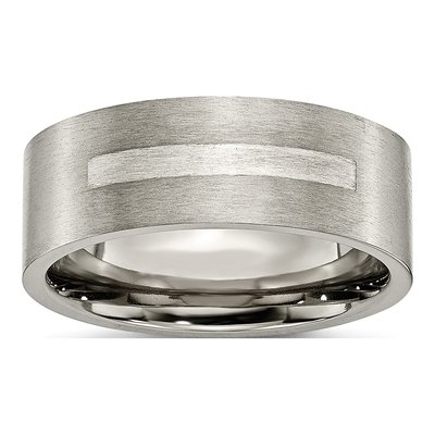 Titanium & Sterling Silver 8mm Flat Wedding Band