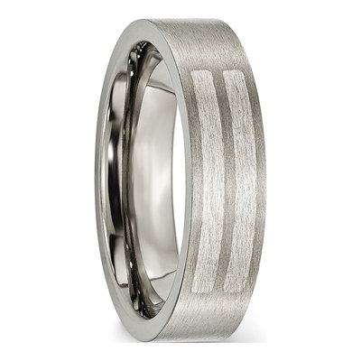 Titanium & Sterling Silver 6mm Flat Wedding Band – view 6