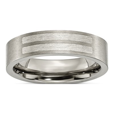 Titanium & Sterling Silver 6mm Flat Wedding Band