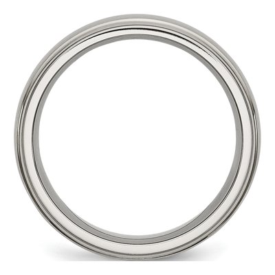 Titanium 7mm Ridged Edge Comfort-Fit Wedding Band – view 4