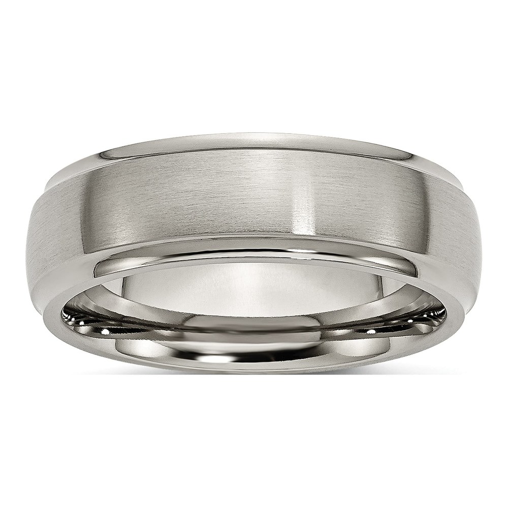 Titanium 7mm Ridged Edge Comfort-Fit Wedding Band