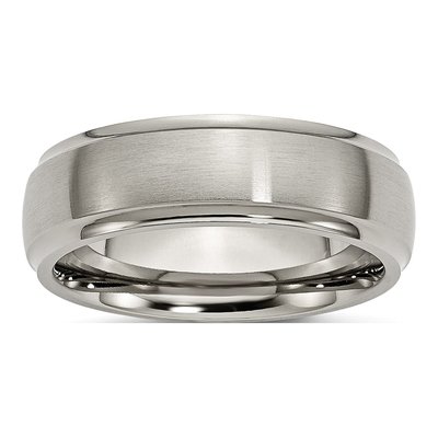 Titanium 7mm Ridged Edge Comfort-Fit Wedding Band