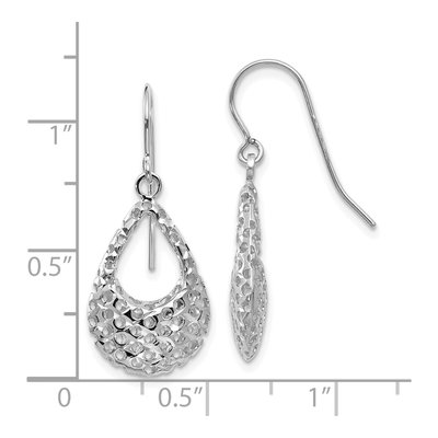 10K White Gold Textured Dangle Earrings – view 4