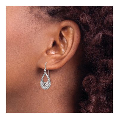 10K White Gold Textured Dangle Earrings – view 5