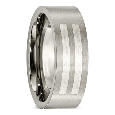 Titanium & Sterling Silver 8mm Flat Wedding Band – view 6