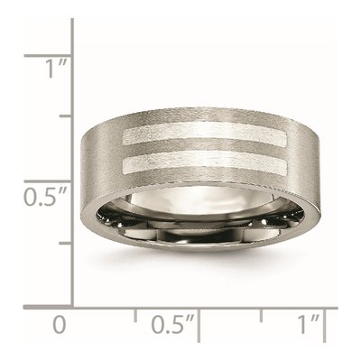 Titanium & Sterling Silver 8mm Flat Wedding Band – view 8
