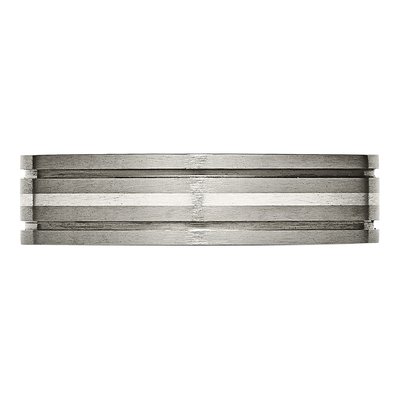 Titanium & Sterling Silver 6mm Grooved Wedding Band – view 4