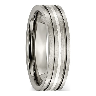 Titanium & Sterling Silver 6mm Grooved Wedding Band – view 5