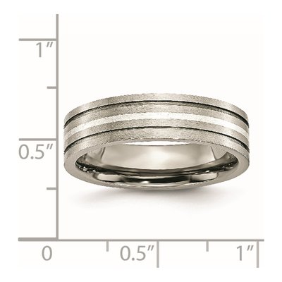 Titanium & Sterling Silver 6mm Grooved Wedding Band – view 7