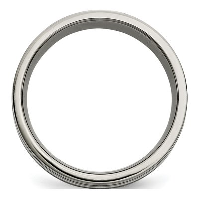 Titanium & Sterling Silver 8mm Grooved Wedding Band – view 3