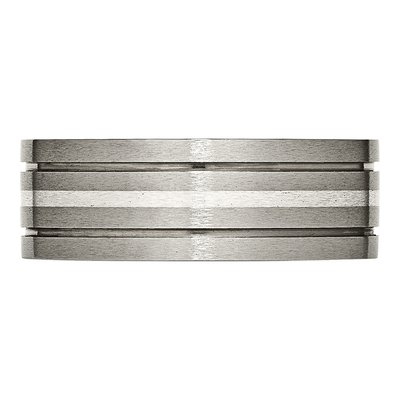 Titanium & Sterling Silver 8mm Grooved Wedding Band – view 4