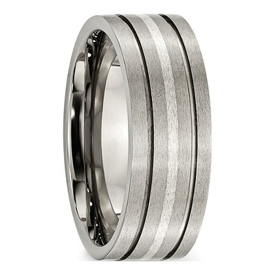 Titanium & Sterling Silver 8mm Grooved Wedding Band – view 5