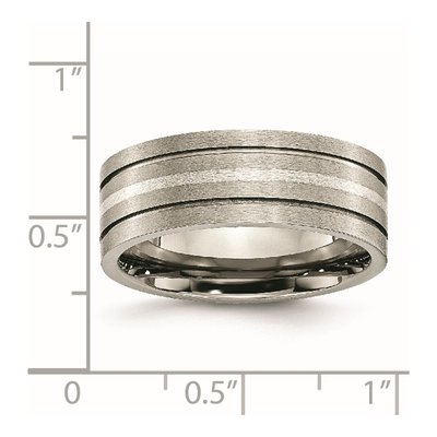Titanium & Sterling Silver 8mm Grooved Wedding Band – view 7