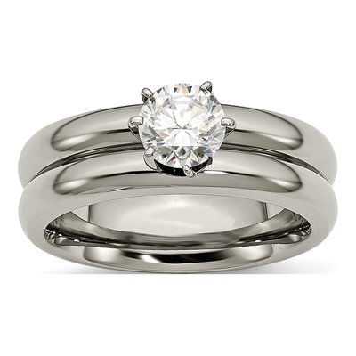 Titanium CZ Engagement Ring