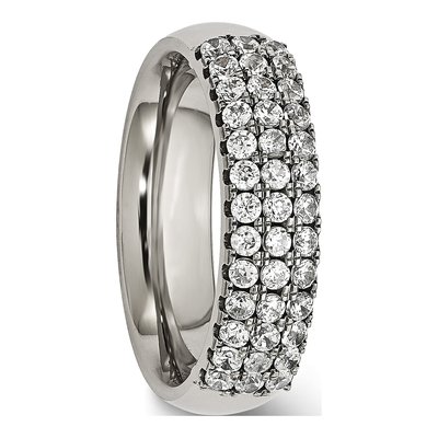 Titanium CZ Multi-Row Wedding Band – view 7