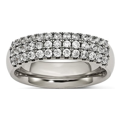 Titanium CZ Multi-Row Wedding Band