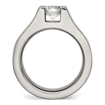 Titanium & Sterling Silver CZ Engagement Ring – view 4