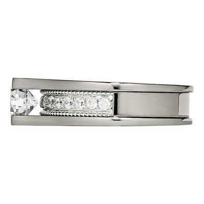 Titanium & Sterling Silver CZ Engagement Ring – view 5