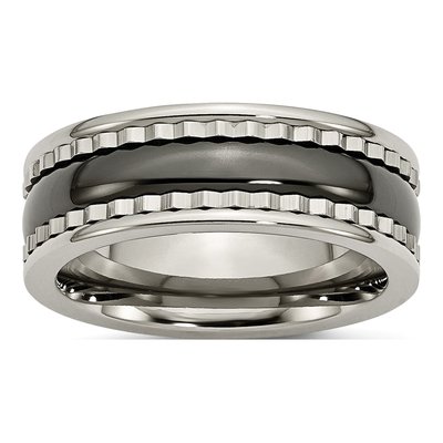 Titanium 8mm Black Ceramic Wedding Band