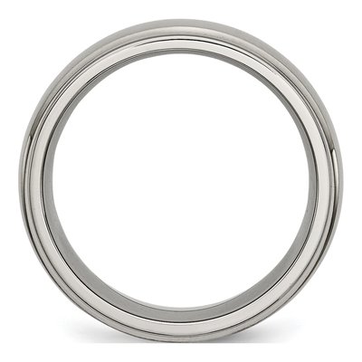 Titanium 8mm Ridged Edge Comfort-Fit Wedding Band – view 3