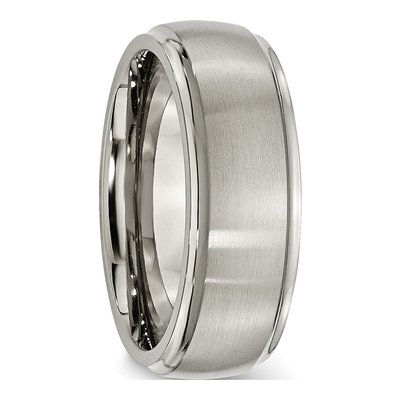 Titanium 8mm Ridged Edge Comfort-Fit Wedding Band – view 5
