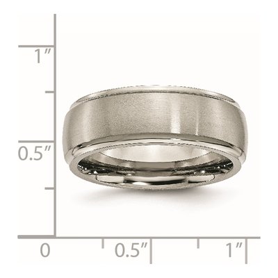 Titanium 8mm Ridged Edge Comfort-Fit Wedding Band – view 7