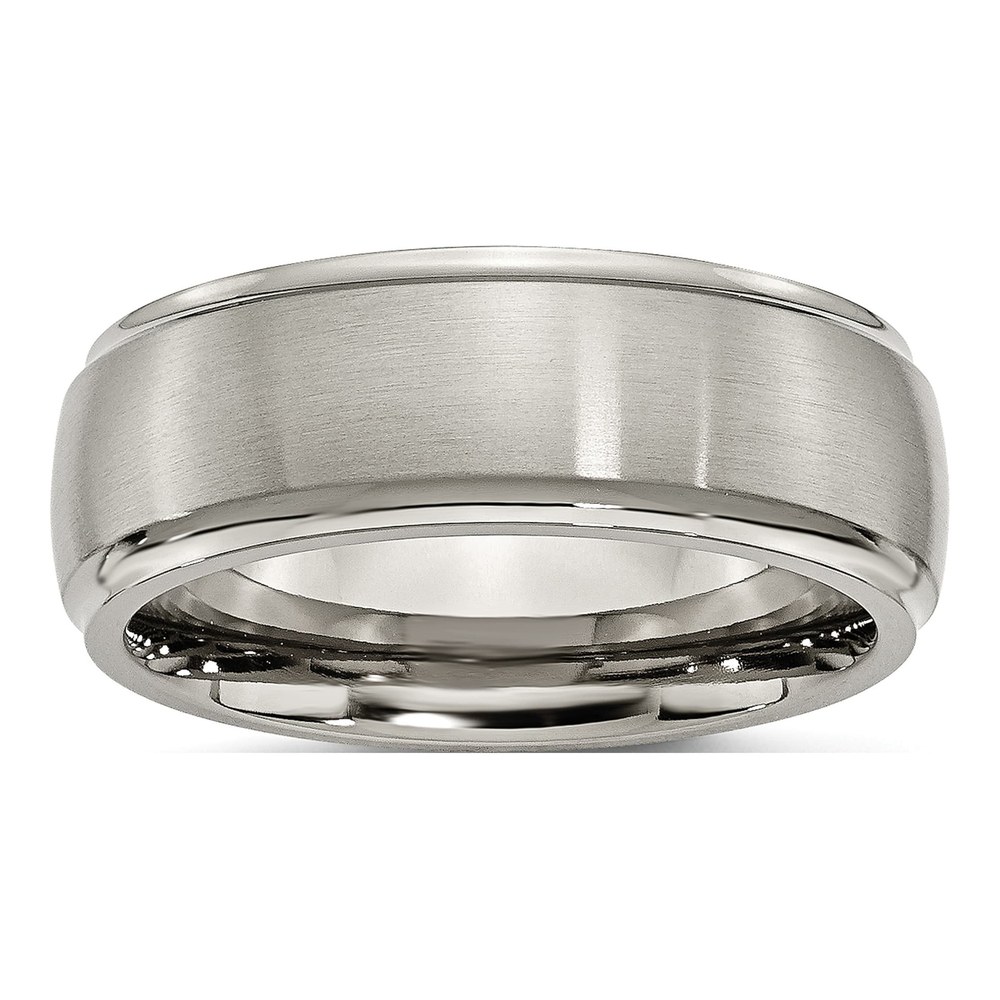 Titanium 8mm Ridged Edge Comfort-Fit Wedding Band