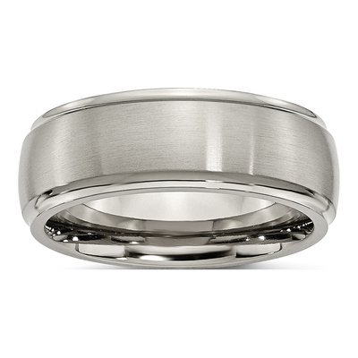 Titanium 8mm Ridged Edge Comfort-Fit Wedding Band