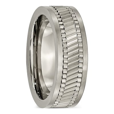 Titanium 8mm Sawtooth Flat Wedding Band – view 5