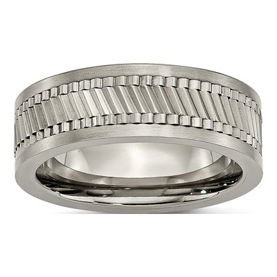 Titanium 8mm Sawtooth Flat Wedding Band