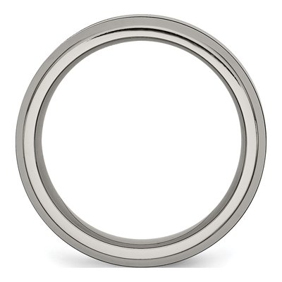 Titanium 8mm Black Ceramic Beveled Comfort-Fit Wedding Band – view 4