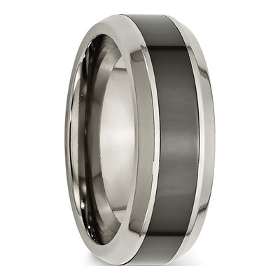 Titanium 8mm Black Ceramic Beveled Comfort-Fit Wedding Band – view 6
