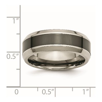Titanium 8mm Black Ceramic Beveled Comfort-Fit Wedding Band – view 8