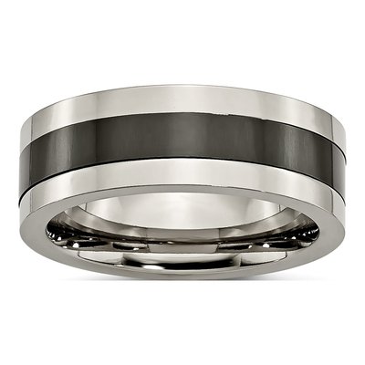 Titanium 8mm Black Ceramic Wedding Band