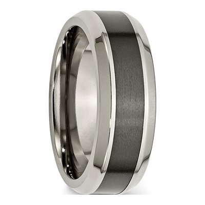 Titanium 8mm Black Ceramic Beveled Comfort-Fit Wedding Band – view 6