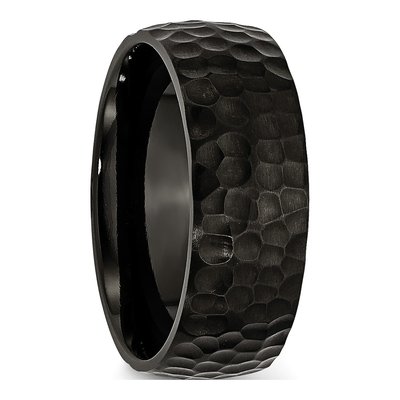 Black Titanium 8mm Hammered Wedding Band – view 6