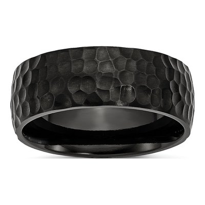 Black Titanium 8mm Hammered Wedding Band
