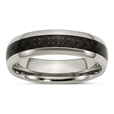 Titanium 6mm Black Carbon Fiber Comfort-Fit Wedding Band