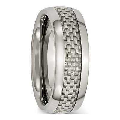 Titanium 8mm Grey Carbon Fiber Wedding Band – view 6