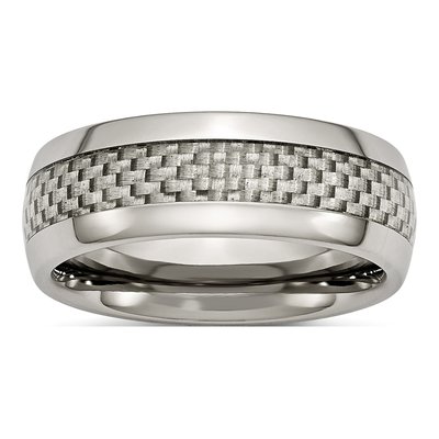Titanium 8mm Grey Carbon Fiber Wedding Band