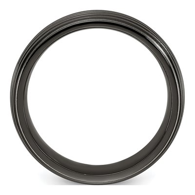 Titanium 8mm Black Grooved Wedding Band – view 4