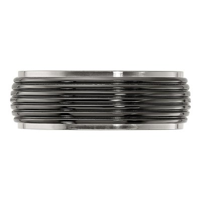 Titanium 8mm Black Grooved Wedding Band – view 5