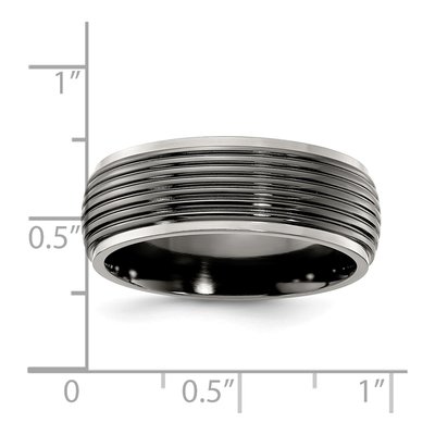Titanium 8mm Black Grooved Wedding Band – view 6
