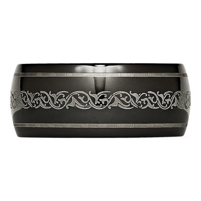 Titanium 10mm Black Domed Wedding Band – view 4