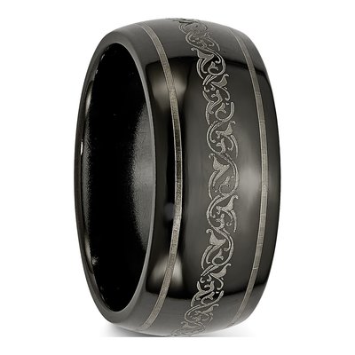 Titanium 10mm Black Domed Wedding Band – view 5